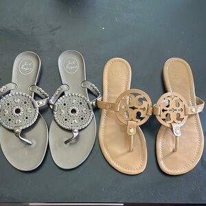 Jack Rogers &Tory Burch Women's Sandals - steel grey and Tan